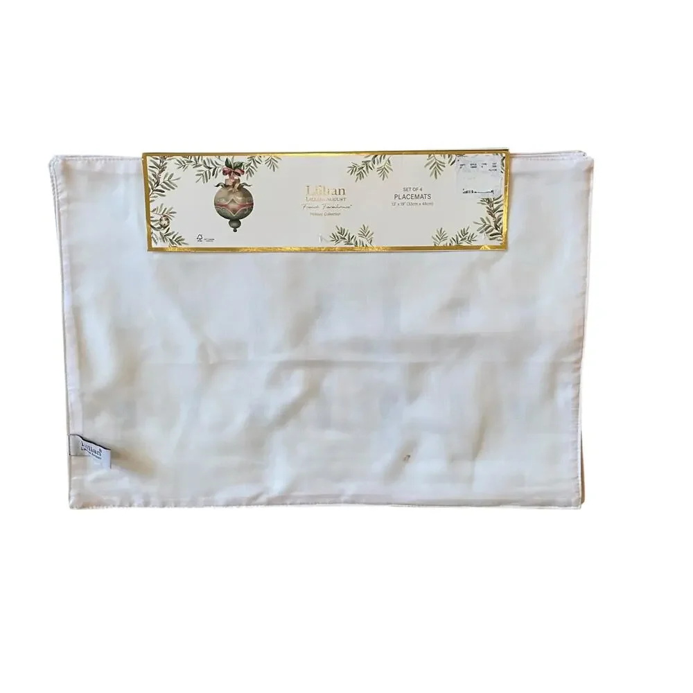 Lillian August Christmas Placemats 4pc NUTCRACKER DRUMMER BOY Pink Border New